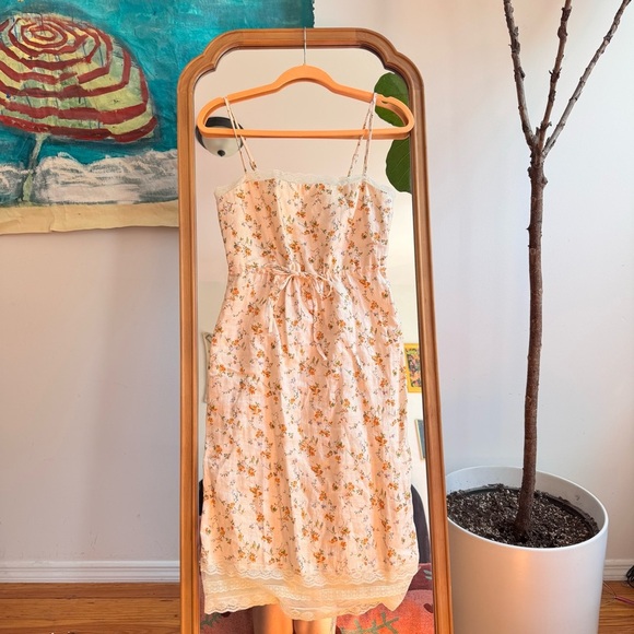 NWOT Reformation Julius Neena Linen Dress Butter Yellow Floral Size 2 Midi - Picture 5 of 9